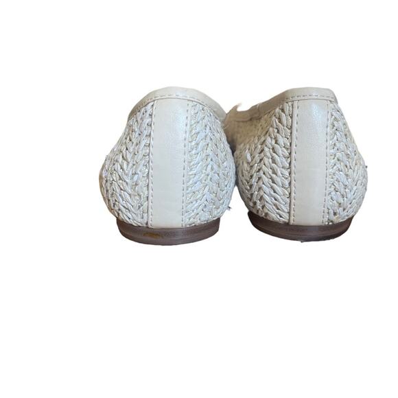 Nanette Lepore Ballet Flats Womens 6 HAYA Weaved Gold Emblem Slip On Shoes Cream - Picture 6 of 10